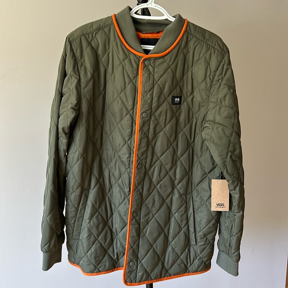 Vans men’s jacket military green with orange. Size Medium
